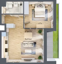 2 pokoje, mieszkanie 51,74 m², parter, oferta nr 3A.07, Skwer Harmonia 2, Kraków, Podgórze, Rybitwy, ul. Półłanki