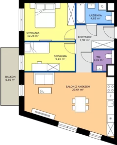 3 pokoje, mieszkanie 66,32 m², piętro 2, oferta nr 3B.32, Skwer Harmonia 2, Kraków, Podgórze, Rybitwy, ul. Półłanki