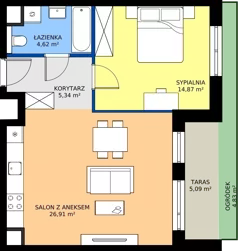 2 pokoje, mieszkanie 51,74 m², parter, oferta nr 3B.07, Skwer Harmonia 2, Kraków, Podgórze, Rybitwy, ul. Półłanki