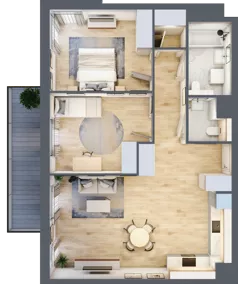 3 pokoje, mieszkanie 71,66 m², piętro 2, oferta nr 3A.30, Skwer Harmonia 2, Kraków, Podgórze, Rybitwy, ul. Półłanki