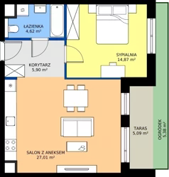 2 pokoje, mieszkanie 52,40 m², parter, oferta nr 3B.05, Skwer Harmonia 2, Kraków, Podgórze, Rybitwy, ul. Półłanki