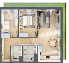 3 pokoje, mieszkanie 67,26 m², parter, oferta nr 3A.04, Skwer Harmonia 2, Kraków, Podgórze, Rybitwy, ul. Półłanki