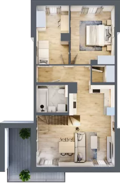 3 pokoje, mieszkanie 83,56 m², piętro 2, oferta nr 4.3.2, Skwer Harmonia 2, Kraków, Podgórze, Rybitwy, ul. Półłanki