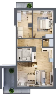 3 pokoje, mieszkanie 83,56 m², piętro 2, oferta nr 4.4.2, Skwer Harmonia 2, Kraków, Podgórze, Rybitwy, ul. Półłanki