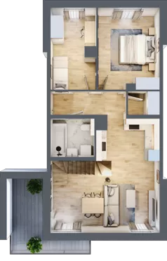 3 pokoje, mieszkanie 83,56 m², piętro 2, oferta nr 4.6.2, Skwer Harmonia 2, Kraków, Podgórze, Rybitwy, ul. Półłanki