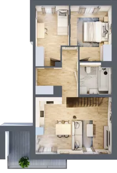 3 pokoje, mieszkanie 77,73 m², piętro 2, oferta nr 5.1.2, Skwer Harmonia 2, Kraków, Podgórze, Rybitwy, ul. Półłanki