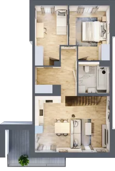 3 pokoje, mieszkanie 77,73 m², piętro 2, oferta nr 5.2.2, Skwer Harmonia 2, Kraków, Podgórze, Rybitwy, ul. Półłanki