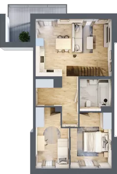 3 pokoje, mieszkanie 77,73 m², piętro 2, oferta nr 6.1.2, Skwer Harmonia 2, Kraków, Podgórze, Rybitwy, ul. Półłanki