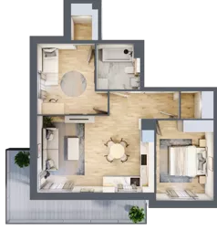 3 pokoje, mieszkanie 58,17 m², piętro 1, oferta nr A1.1.3, Zacisze Marcelin III, Poznań, Ławica, Marcelin, ul. Leśnych Skrzatów