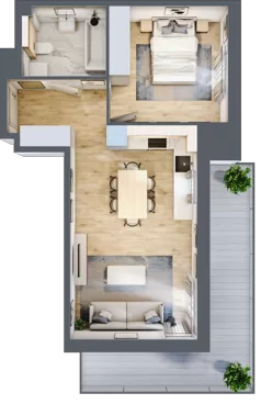 2 pokoje, mieszkanie 44,27 m², piętro 1, oferta nr A1.1.2, Zacisze Marcelin III, Poznań, Ławica, Marcelin, ul. Leśnych Skrzatów
