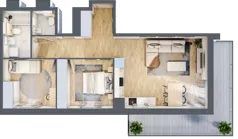 3 pokoje, mieszkanie 61,21 m², piętro 1, oferta nr A11.1.2, Zacisze Marcelin III, Poznań, Ławica, Marcelin, ul. Leśnych Skrzatów