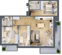 4 pokoje, mieszkanie 84,36 m², piętro 2, oferta nr A11.2.2, Zacisze Marcelin III, Poznań, Ławica, Marcelin, ul. Leśnych Skrzatów