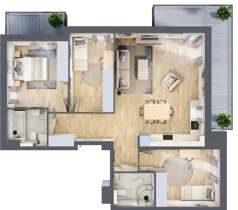 4 pokoje, mieszkanie 84,00 m², piętro 2, oferta nr A2.2.1, Zacisze Marcelin III, Poznań, Ławica, Marcelin, ul. Leśnych Skrzatów