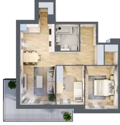 3 pokoje, mieszkanie 64,28 m², piętro 1, oferta nr A2.1.3, Zacisze Marcelin III, Poznań, Ławica, Marcelin, ul. Leśnych Skrzatów