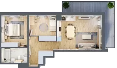 3 pokoje, mieszkanie 61,53 m², piętro 1, oferta nr A2.1.2, Zacisze Marcelin III, Poznań, Ławica, Marcelin, ul. Leśnych Skrzatów