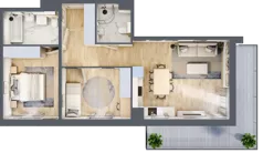 3 pokoje, mieszkanie 64,08 m², piętro 1, oferta nr A3.1.2, Zacisze Marcelin III, Poznań, Ławica, Marcelin, ul. Leśnych Skrzatów