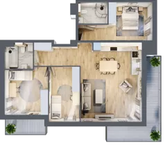 4 pokoje, mieszkanie 82,92 m², piętro 2, oferta nr A3.2.2, Zacisze Marcelin III, Poznań, Ławica, Marcelin, ul. Leśnych Skrzatów