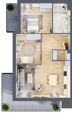3 pokoje, mieszkanie 65,56 m², piętro 1, oferta nr A3.1.3, Zacisze Marcelin III, Poznań, Ławica, Marcelin, ul. Leśnych Skrzatów