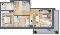 3 pokoje, mieszkanie 63,90 m², piętro 1, oferta nr A7.1.2, Zacisze Marcelin III, Poznań, Ławica, Marcelin, ul. Leśnych Skrzatów