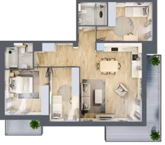 4 pokoje, mieszkanie 83,43 m², piętro 2, oferta nr A7.2.2, Zacisze Marcelin III, Poznań, Ławica, Marcelin, ul. Leśnych Skrzatów