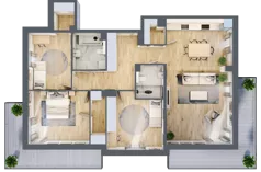 4 pokoje, mieszkanie 104,70 m², piętro 1, oferta nr A8.1.3, Zacisze Marcelin III, Poznań, Ławica, Marcelin, ul. Leśnych Skrzatów