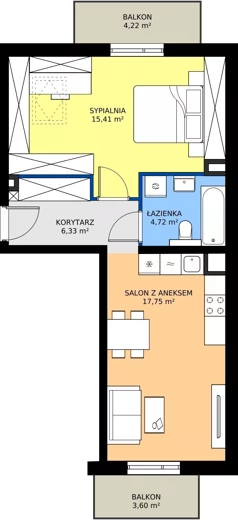 2 pokoje, mieszkanie 44,10 m², piętro 3, oferta nr 100.3.10, ATAL Bronowice, Kraków, Bronowice, Bronowice Wielkie, ul. Starego Dębu
