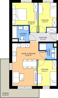 4 pokoje, mieszkanie 67,02 m², piętro 1, oferta nr 100.1.06, ATAL Bronowice, Kraków, Bronowice, Bronowice Wielkie, ul. Starego Dębu