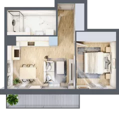 2 pokoje, mieszkanie 37,18 m², piętro 1, oferta nr 100.1.05, ATAL Bronowice, Kraków, Bronowice, Bronowice Wielkie, ul. Starego Dębu