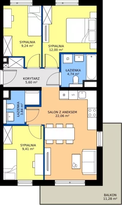 4 pokoje, mieszkanie 66,89 m², piętro 2, oferta nr 70.2.07, ATAL Bronowice, Kraków, Bronowice, Bronowice Wielkie, ul. Starego Dębu