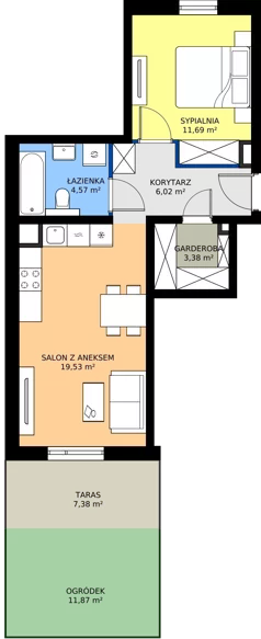 2 pokoje, mieszkanie 45,19 m², parter, oferta nr 70.0.03, ATAL Bronowice, Kraków, Bronowice, Bronowice Wielkie, ul. Starego Dębu