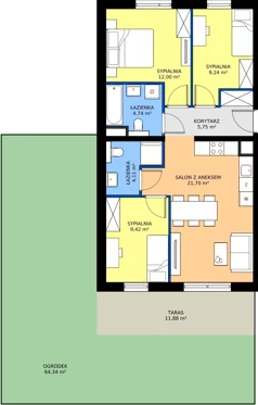 4 pokoje, mieszkanie 66,96 m², parter, oferta nr 72.0.03, ATAL Bronowice, Kraków, Bronowice, Bronowice Wielkie, ul. Starego Dębu