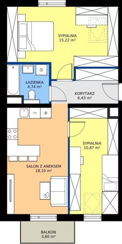 3 pokoje, mieszkanie 55,36 m², piętro 3, oferta nr 72.3.12, ATAL Bronowice, Kraków, Bronowice, Bronowice Wielkie, ul. Starego Dębu