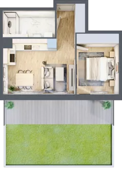 2 pokoje, mieszkanie 37,18 m², parter, oferta nr 72.0.02, ATAL Bronowice, Kraków, Bronowice, Bronowice Wielkie, ul. Starego Dębu
