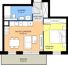 2 pokoje, mieszkanie 37,18 m², piętro 2, oferta nr 72.2.08, ATAL Bronowice, Kraków, Bronowice, Bronowice Wielkie, ul. Starego Dębu