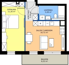 2 pokoje, mieszkanie 36,44 m², piętro 3, oferta nr 74.3.11, ATAL Bronowice, Kraków, Bronowice, Bronowice Wielkie, ul. Starego Dębu