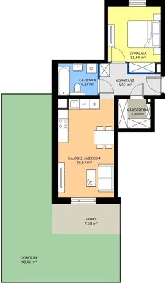 2 pokoje, mieszkanie 45,19 m², parter, oferta nr 74.0.03, ATAL Bronowice, Kraków, Bronowice, Bronowice Wielkie, ul. Starego Dębu