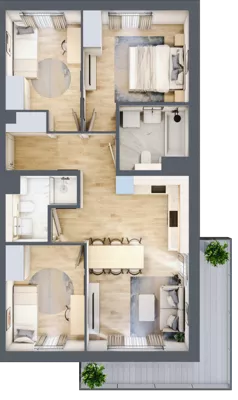 4 pokoje, mieszkanie 66,89 m², piętro 1, oferta nr 74.1.04, ATAL Bronowice, Kraków, Bronowice, Bronowice Wielkie, ul. Starego Dębu