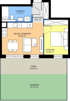 2 pokoje, mieszkanie 37,18 m², parter, oferta nr 76.0.02, ATAL Bronowice, Kraków, Bronowice, Bronowice Wielkie, ul. Starego Dębu