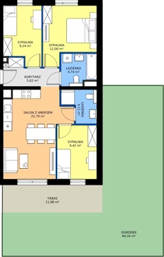 4 pokoje, mieszkanie 66,83 m², parter, oferta nr 82.0.01, ATAL Bronowice, Kraków, Bronowice, Bronowice Wielkie, ul. Starego Dębu