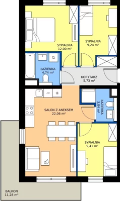 4 pokoje, mieszkanie 67,02 m², piętro 2, oferta nr 84.2.08, ATAL Bronowice, Kraków, Bronowice, Bronowice Wielkie, ul. Starego Dębu