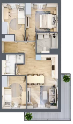 4 pokoje, mieszkanie 66,89 m², piętro 2, oferta nr 88.2.06, ATAL Bronowice, Kraków, Bronowice, Bronowice Wielkie, ul. Starego Dębu