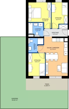 4 pokoje, mieszkanie 66,96 m², parter, oferta nr 90.0.02, ATAL Bronowice, Kraków, Bronowice, Bronowice Wielkie, ul. Starego Dębu