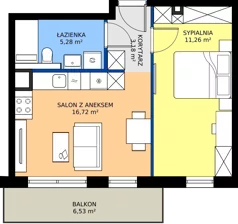 2 pokoje, mieszkanie 36,44 m², piętro 3, oferta nr 90.3.10, ATAL Bronowice, Kraków, Bronowice, Bronowice Wielkie, ul. Starego Dębu