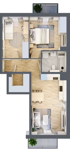3 pokoje, mieszkanie 54,72 m², piętro 1, oferta nr 90.1.03, ATAL Bronowice, Kraków, Bronowice, Bronowice Wielkie, ul. Starego Dębu