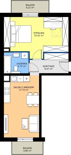 2 pokoje, mieszkanie 44,24 m², piętro 3, oferta nr 92.3.12, ATAL Bronowice, Kraków, Bronowice, Bronowice Wielkie, ul. Starego Dębu