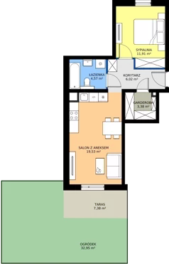 2 pokoje, mieszkanie 45,41 m², parter, oferta nr 92.0.03, ATAL Bronowice, Kraków, Bronowice, Bronowice Wielkie, ul. Starego Dębu
