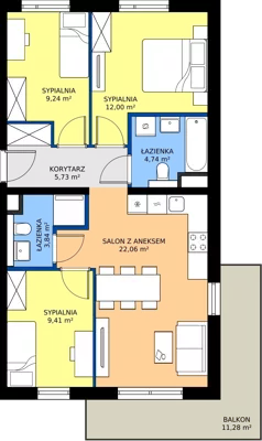 4 pokoje, mieszkanie 67,02 m², piętro 2, oferta nr 92.2.07, ATAL Bronowice, Kraków, Bronowice, Bronowice Wielkie, ul. Starego Dębu
