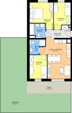 4 pokoje, mieszkanie 66,83 m², parter, oferta nr 94.0.03, ATAL Bronowice, Kraków, Bronowice, Bronowice Wielkie, ul. Starego Dębu