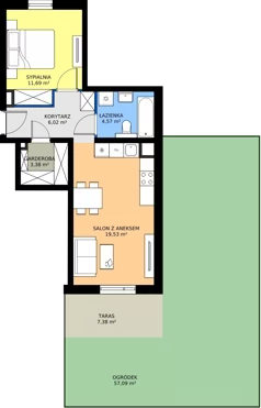 2 pokoje, mieszkanie 45,19 m², parter, oferta nr 94.0.01, ATAL Bronowice, Kraków, Bronowice, Bronowice Wielkie, ul. Starego Dębu