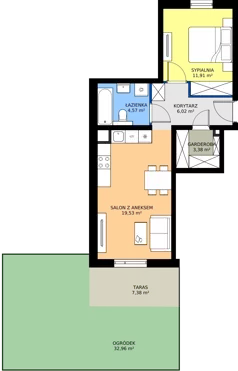 2 pokoje, mieszkanie 45,41 m², parter, oferta nr 96.0.03, ATAL Bronowice, Kraków, Bronowice, Bronowice Wielkie, ul. Starego Dębu